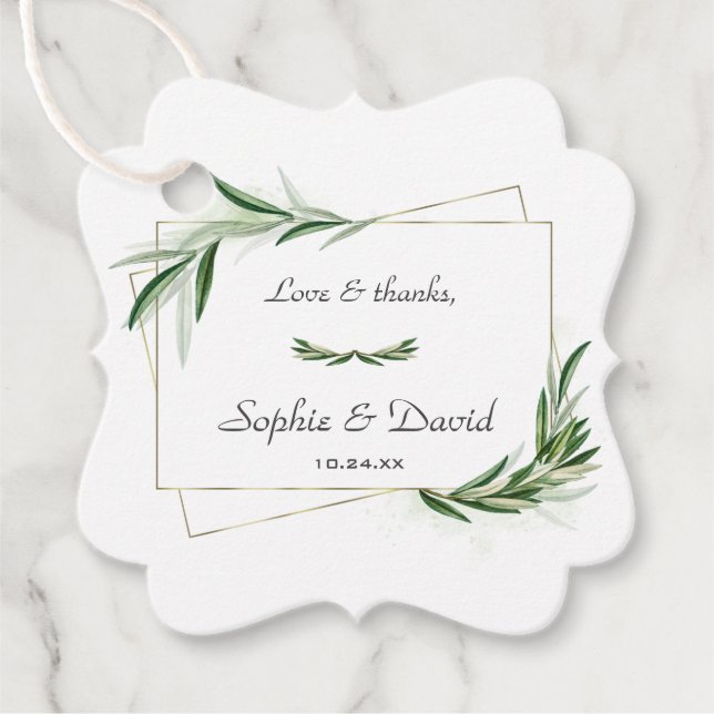 Elegante Watercolor Olivenweg Geschenkanhänger (Vorderseite)