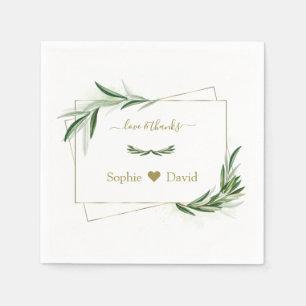 Elegante Watercolor Olivenweg Serviette