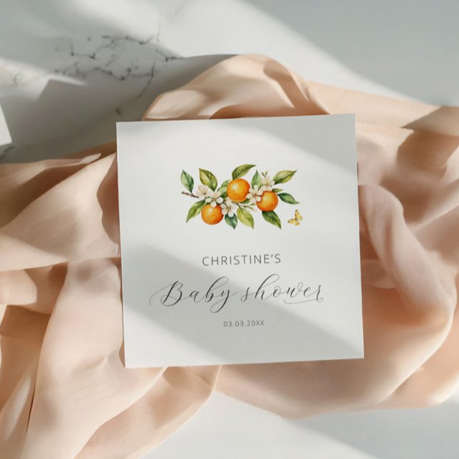 Elegante Watercolor Orangen Babydusche Serviette (Von Creator hochgeladen)