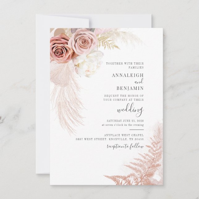 Elegante Watercolor Pampas Grotto America Einladung (Vorderseite)