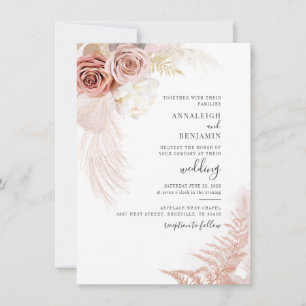 Elegante Watercolor Pampas Grotto America Einladung