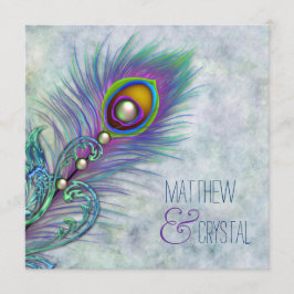 Elegante Watercolor Peacock Wedding Einladung