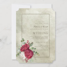 Elegante Watercolor Peonies Sage Green Wedding