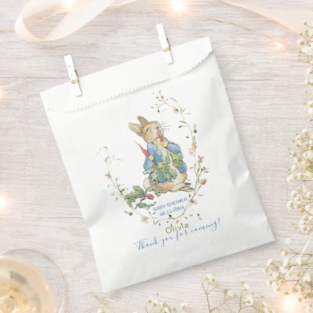Elegante Watercolor Peter Rabbit Wildblumen Baby s Geschenktütchen (Ausgeschnitten)