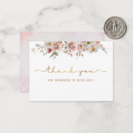 Elegante Watercolor Pink Floral Baby Dusche Danke Mitteilungskarte