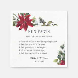 Elegante Watercolor Poinsettia FUN FACTS Wedding Serviette