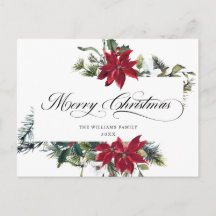 Elegante Watercolor Poinsettia Weihnachtsgrüße