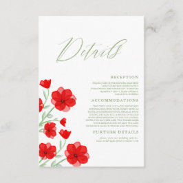 Elegante Watercolor Poppy Blumenzwiebeldetails Begleitkarte