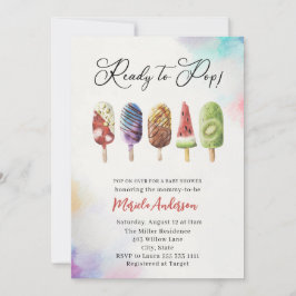 Elegante Watercolor Popsicle Baby Shower Einladung