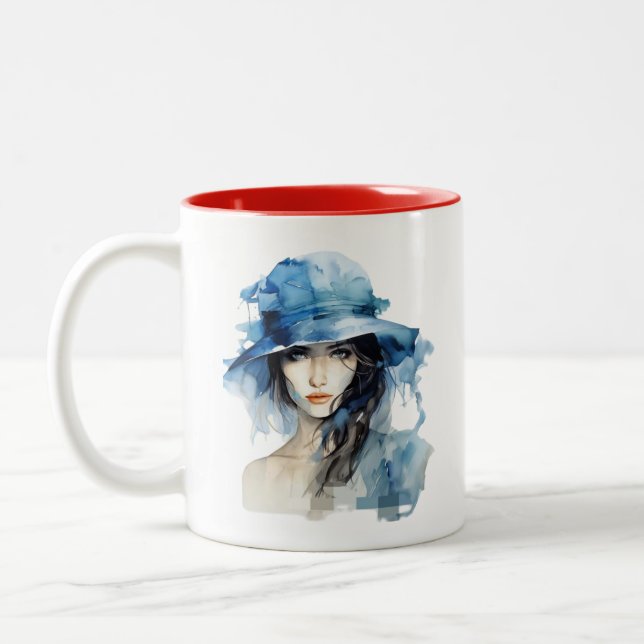 Elegante Watercolor Portrait Tasse (Links)