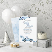 Elegante Watercolor Race Car Baby Dusche