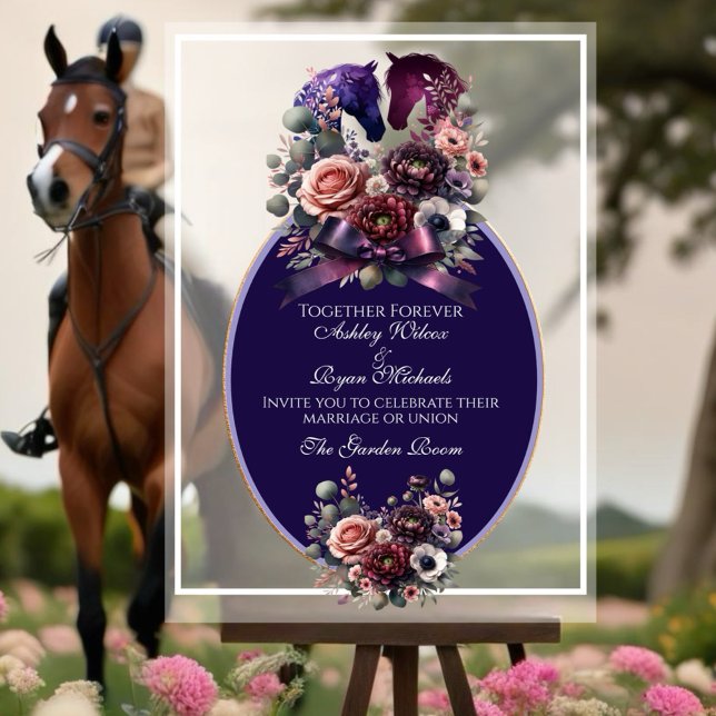 Elegante Watercolor Reitsport Hochzeit Acrylschild (Personalize this beautiful design to make your celebration special!)