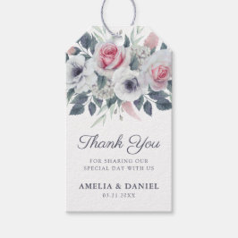 Elegante Watercolor Rose Blue Wedding Vielen Dank Geschenkanhänger