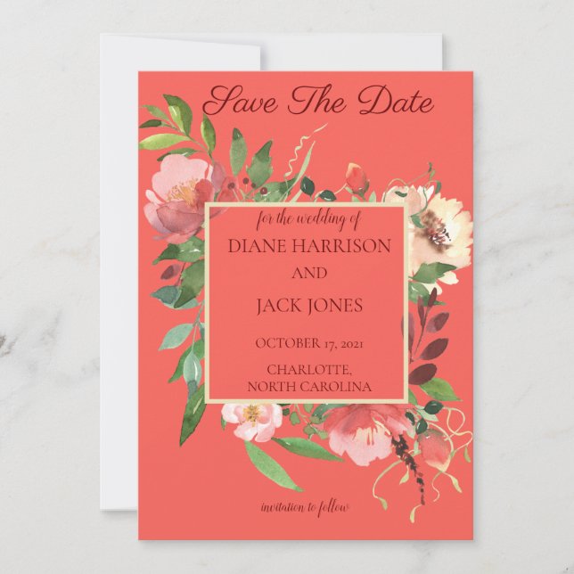 Elegante Watercolor Rose Bouquet Einladung (Vorderseite)