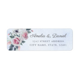 Elegante Watercolor Rose Light Blue Wedding
