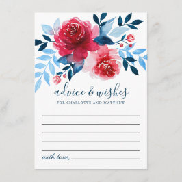 Elegante Watercolor Rote Rosen Blue Foliage Hochze Hinweiskarte