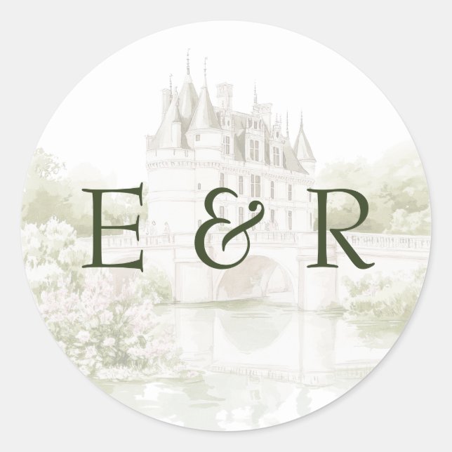 Elegante Watercolor Runder Aufkleber (Vorderseite)