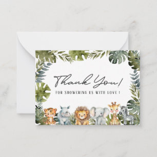 Elegante Watercolor Safari Wild One Flat Note Card Mitteilungskarte