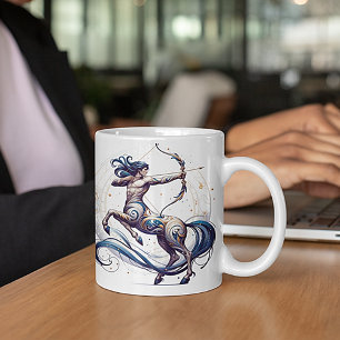 Elegante Watercolor Sagittarius Zodiac Custom Tass Kaffeetasse