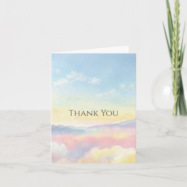 Elegante Watercolor Sky and Clouds Baby Shower Dankeskarte (Vorderseite)