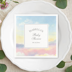 Elegante Watercolor Sky and Clouds Baby Shower Serviette