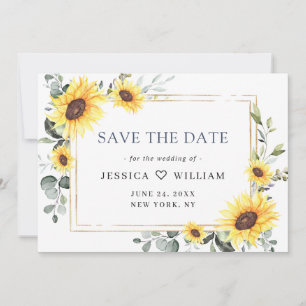 Elegante Watercolor Sonnenblumen Eukalyptus Weddin Save The Date