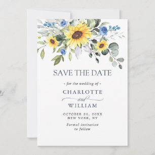 Elegante Watercolor Sonnenblumen Eukalyptus Weddin Save The Date