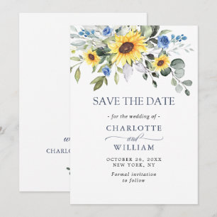 Elegante Watercolor Sonnenblumen Eukalyptus Weddin Save The Date
