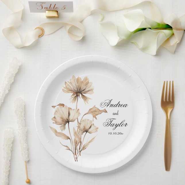 Elegante Watercolor Terracota Pappteller (Hochzeit)