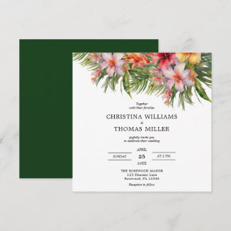 Elegante Watercolor Tropische Hochzeit Einladung