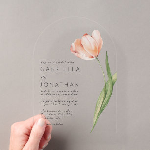 Elegante Watercolor Tulip Wedding Acryleinladungen