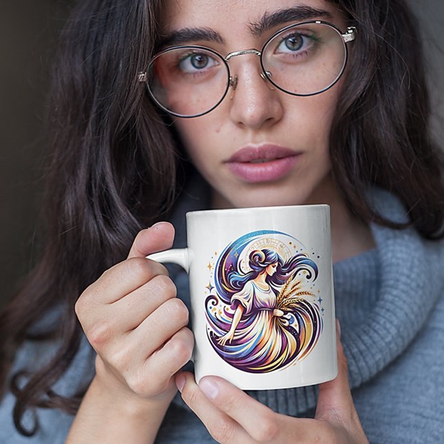 Elegante Watercolor Virgo Zodiac Custom Tasse (Von Creator hochgeladen)