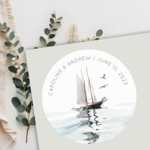 Elegante Watercolor Wassersportjacht Hochzeit