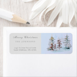 Elegante Watercolor Weihnachten Pine Rücksendeadre