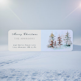 Elegante Watercolor Weihnachten Pine Rücksendeadre