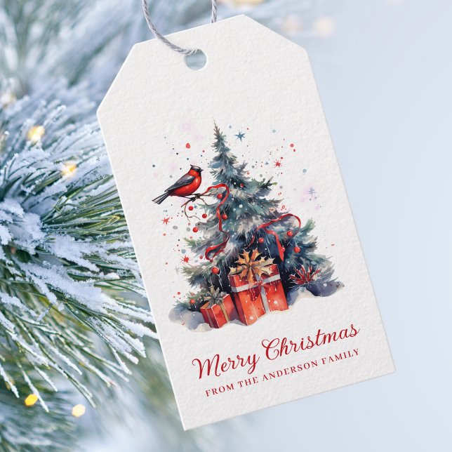 Elegante Watercolor Weihnachtsbaum Geschenkanhänger (Von Creator hochgeladen)