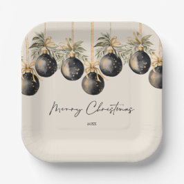 Elegante Watercolor Weihnachtsbaummannschaft Pappteller