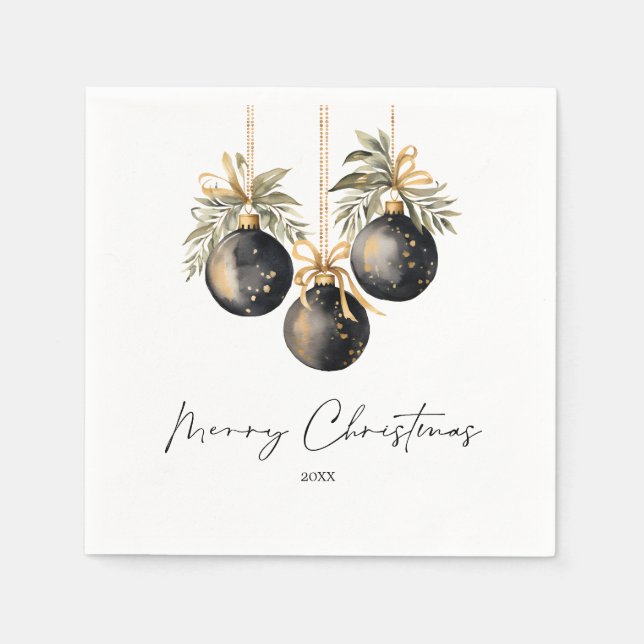 Elegante Watercolor Weihnachtsbaummannschaft Serviette (Vorderseite)