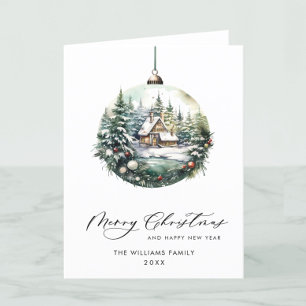 Elegante Watercolor Weihnachtsfeiertage Gruß Feiertagskarte