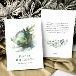 Elegante Watercolor Weihnachtsfeiertage Gruß Feiertagskarte
