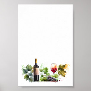 Elegante Watercolor Weingarten Modernes Skript Poster