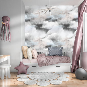 Elegante Watercolor Whimsical Wolken Dunkelgrau Tapete