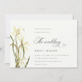 Elegante Watercolor White Daffodil Wedding Einladu Dankeskarte
