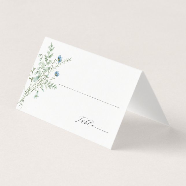 Elegante Watercolor Wildblume Hochzeit Platzkarte (Vorderseite)