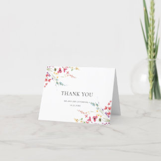 Elegante Watercolor Wilde Blume Blumenzehen Dankeskarte