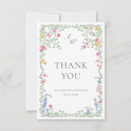 Elegante Watercolor Wilde Blume Blumenzehen Dankeskarte