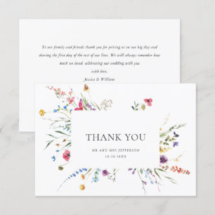 Elegante Watercolor Wilde Blume Blumenzehen Dankeskarte