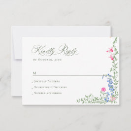 Elegante Watercolor Wilde Blume Blumenzehen RSVP Karte