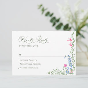 Elegante Watercolor Wilde Blume Blumenzehen RSVP Karte