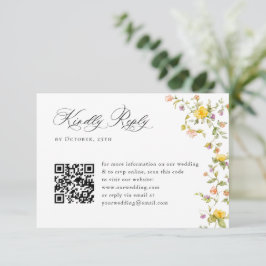 Elegante Watercolor Wilde Blume Blumenzehen RSVP Karte
